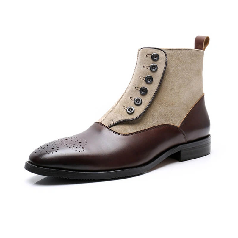 Almost New Leather Button Stitching Balmoral Boots Spat Boots-US ONLY